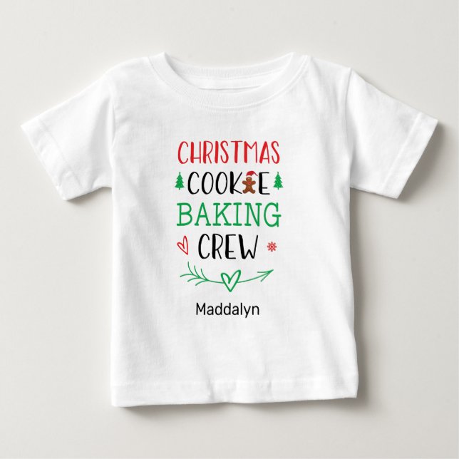 Camiseta De Bebé Navidades Cookie Baking Crew Nombre del niño de la (Anverso)