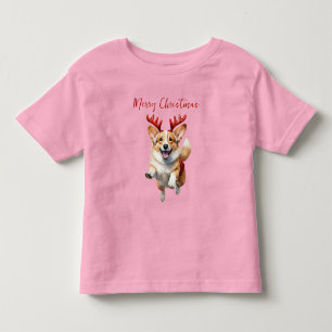 Camiseta De Bebé Navidades Corgi con renos