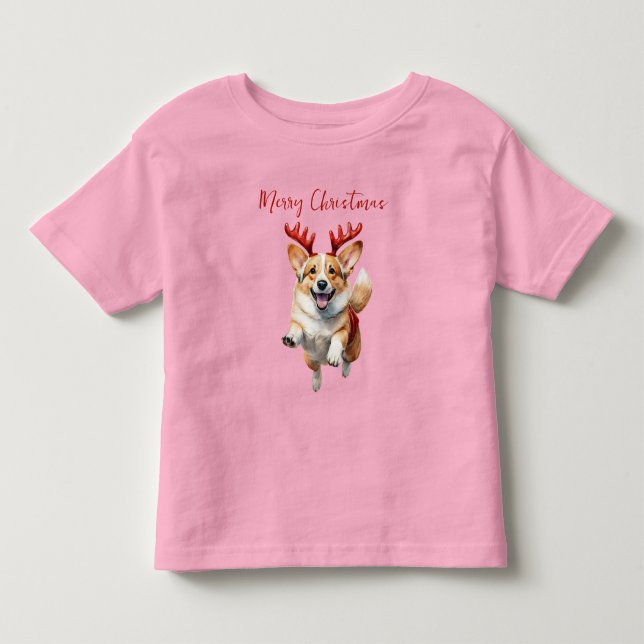 Camiseta De Bebé Navidades Corgi con renos (Anverso)