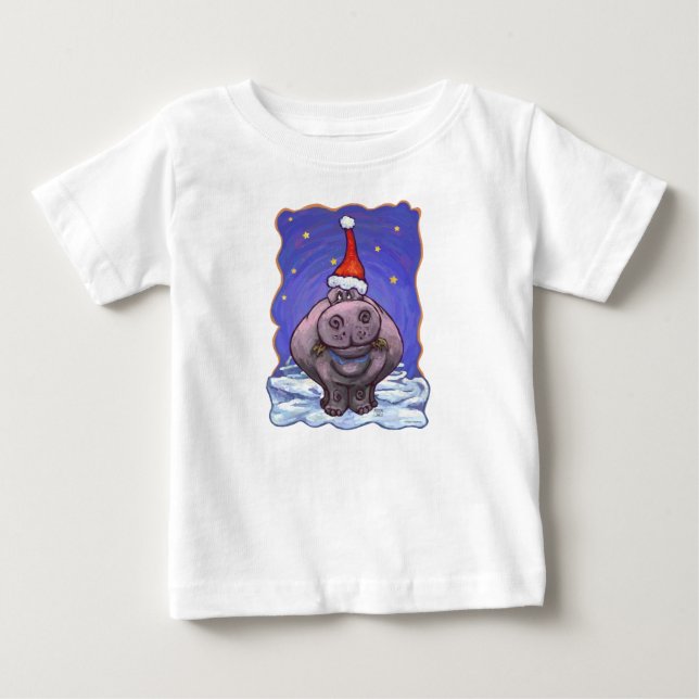 Camiseta De Bebé Navidades Cute Hippotamus (Anverso)