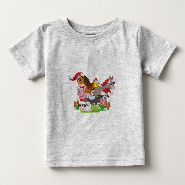 Camiseta De Bebé Navidades de animales de granja (Anverso)