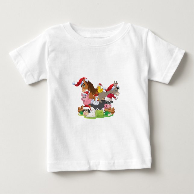 Camiseta De Bebé Navidades de animales de granja (Anverso)