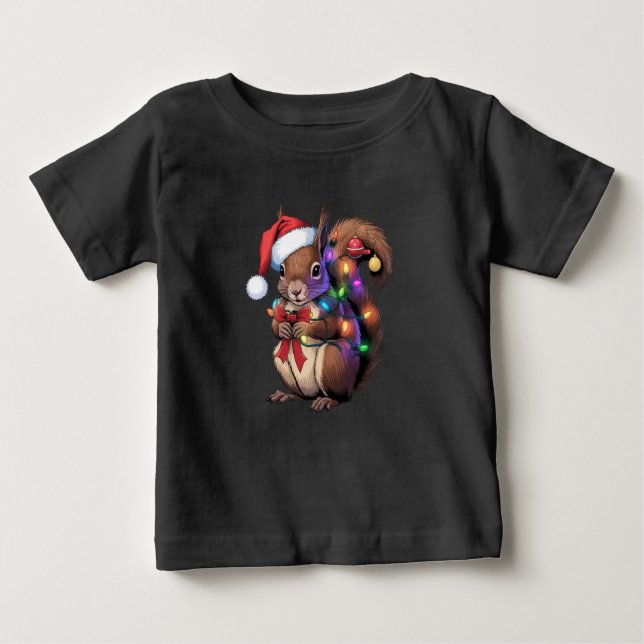 Camiseta De Bebé Navidades de ardilla iluminan familia Fiesta de Na (Anverso)