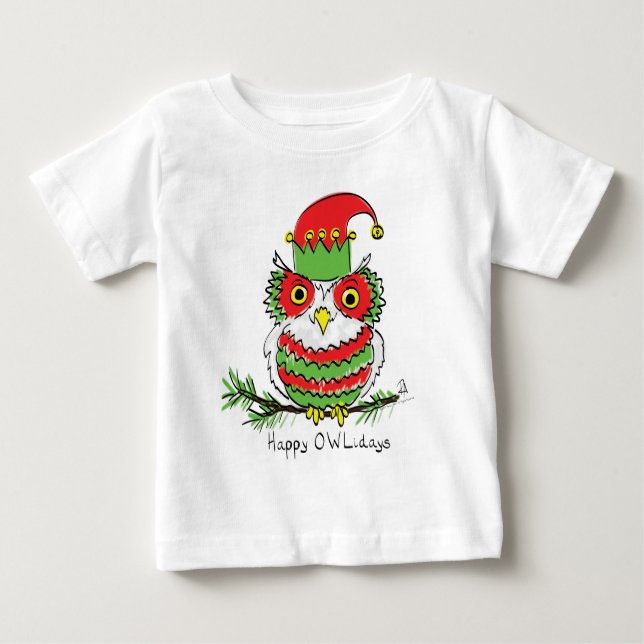 Camiseta De Bebé Navidades de búho Personalizado gracioso (Anverso)