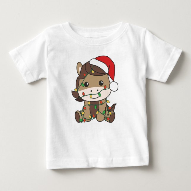 Camiseta De Bebé Navidades de caballos Animales de invierno (Anverso)