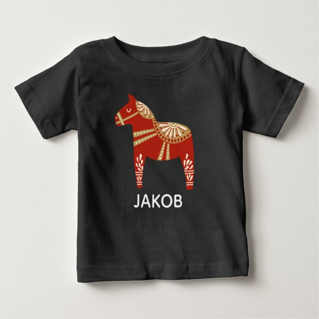 Camiseta De Bebé Navidades de caballos de Dala personalizados (Anverso)