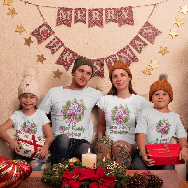 Camiseta De Bebé Navidades de caña de dulce rosa y dulce personaliz (Styles for the whole family!)