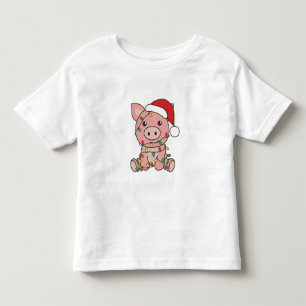 Camiseta De Bebé Navidades de cerdo Animales de invierno Cerdos