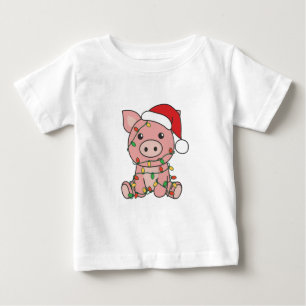 Camiseta De Bebé Navidades de cerdo Animales de invierno Cerdos
