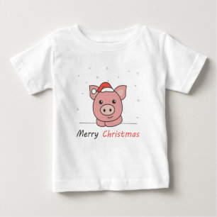 Camiseta De Bebé Navidades de cerdo Nieve animales de invierno cerd