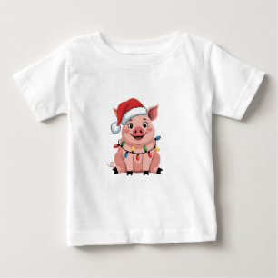 Camiseta De Bebé Navidades de cerdo Santa Hat Navidad Navidad Navid