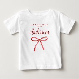 Camiseta De Bebé Navidades de combinación familiar con cinta roja