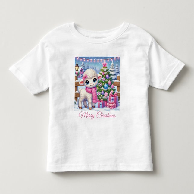 Camiseta De Bebé Navidades de cordero bonito en la granja (Anverso)