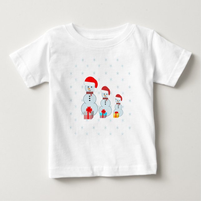 Camiseta De Bebé Navidades de cuestas Snowmen (Anverso)
