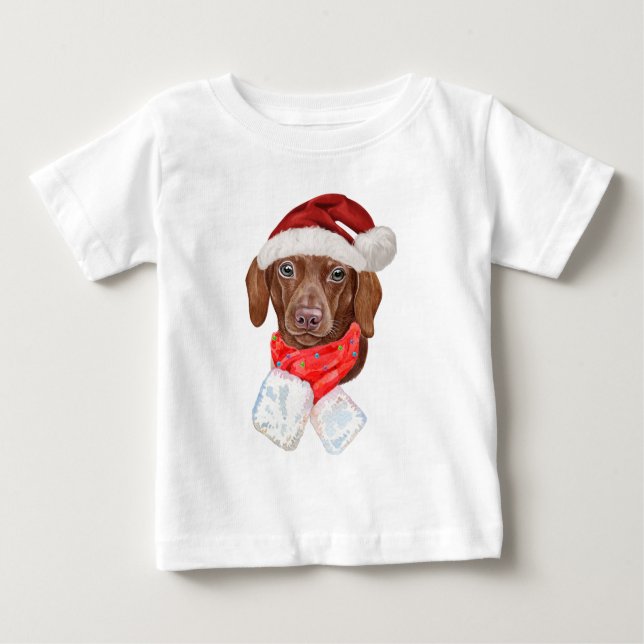 Camiseta De Bebé Navidades De Dachshund Cute Regalos Para Los Amant (Anverso)