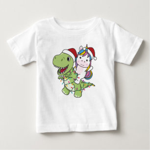 Camiseta De Bebé Navidades de dinosaurios Unicorn Invierno T-Rex Di