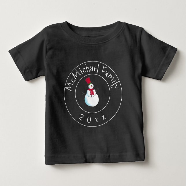 Camiseta De Bebé Navidades de familia de niños Snowman Baby Bodysui (Anverso)