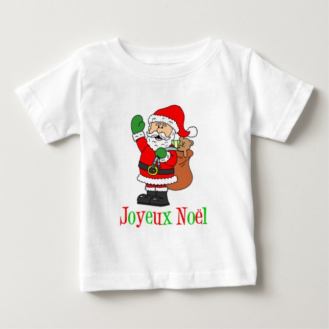 Camiseta De Bebé Navidades de Francia Santa Joyeux Noel (Anverso)
