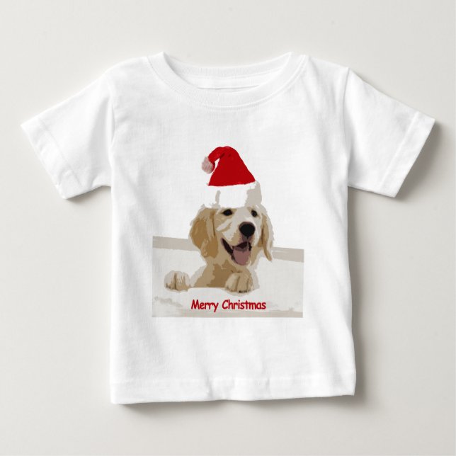 Camiseta De Bebé Navidades de Golden Retriever con Santa Hat (Anverso)