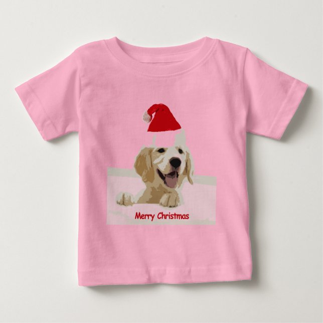 Camiseta De Bebé Navidades de Golden Retriever con Santa Hat (Anverso)