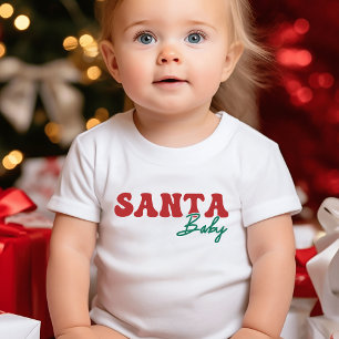 Camiseta De Bebé Navidades de guion rojo y verde de Santa Bebé