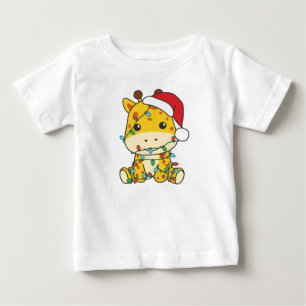 Camiseta De Bebé Navidades de jirafa en invierno animan jirafas