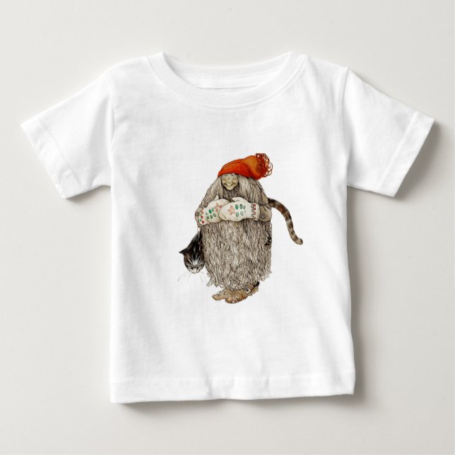 Camiseta De Bebé Navidades de la abuela tomten con gato gris (Anverso)