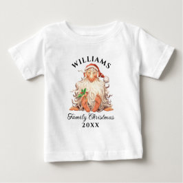Camiseta De Bebé Navidades de la familia Retro Santa con nombre y a
