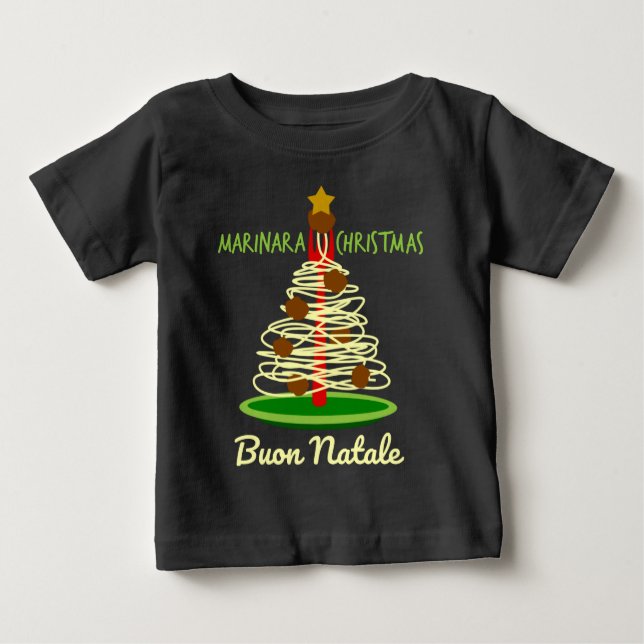 Camiseta De Bebé Navidades de Marinara Buon Natale Spaghetti Tree (Anverso)