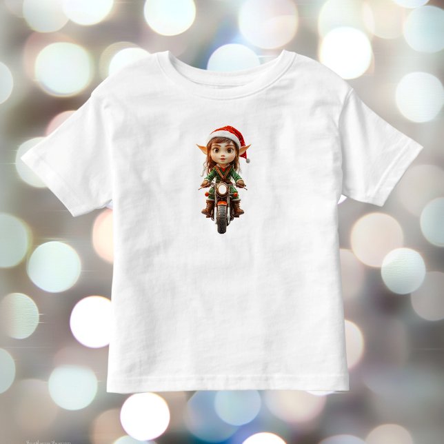 Camiseta De Bebé Navidades de moto Elf Toddler's Tee (Subido por el creador)