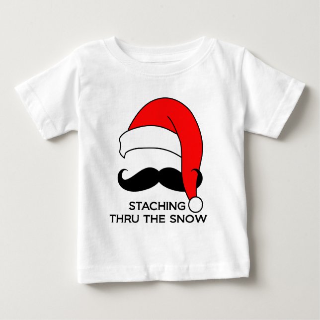 Camiseta De Bebé Navidades de Mustache - Pasando la nieve (Anverso)