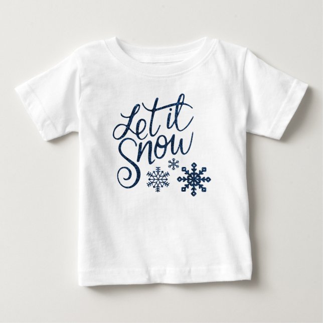 Camiseta De Bebé Navidades de nieve con copos de nieve azules (Anverso)