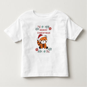 Camiseta De Bebé Navidades De Panda Rojo Nieve Animales De Invierno