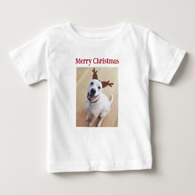 Camiseta De Bebé Navidades de Perro con Cachorros de Rina Sonriente (Anverso)