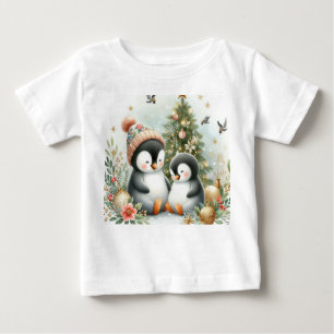 Camiseta De Bebé Navidades de Pingüinos