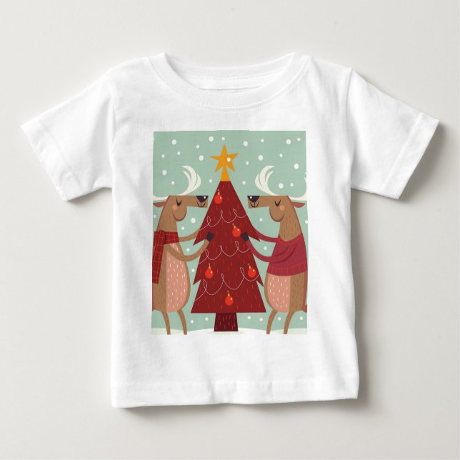 Camiseta De Bebé Navidades de renos de época (Anverso)