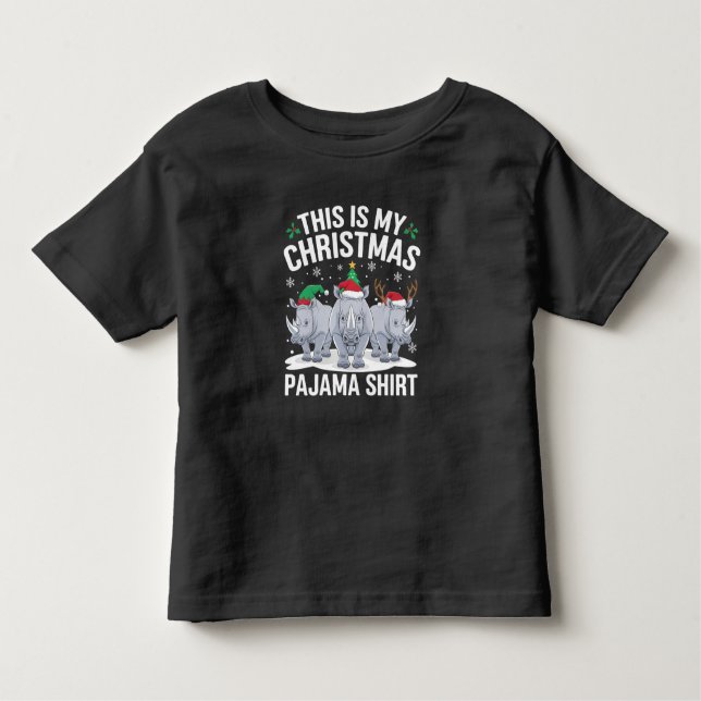 Camiseta De Bebé Navidades de rinocerontes de Santa Hat Pajama (Anverso)