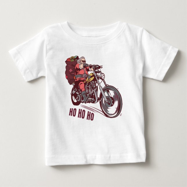 Camiseta De Bebé Navidades de Santa Biker disfrazados para invitaci (Anverso)