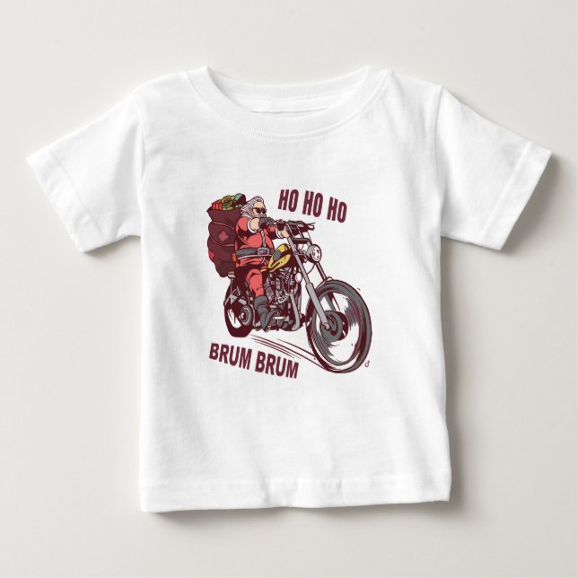 Camiseta De Bebé Navidades de Santa Biker disfrazados para invitaci (Anverso)