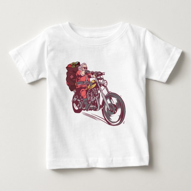 Camiseta De Bebé Navidades de Santa Biker disfrazados para invitaci (Anverso)