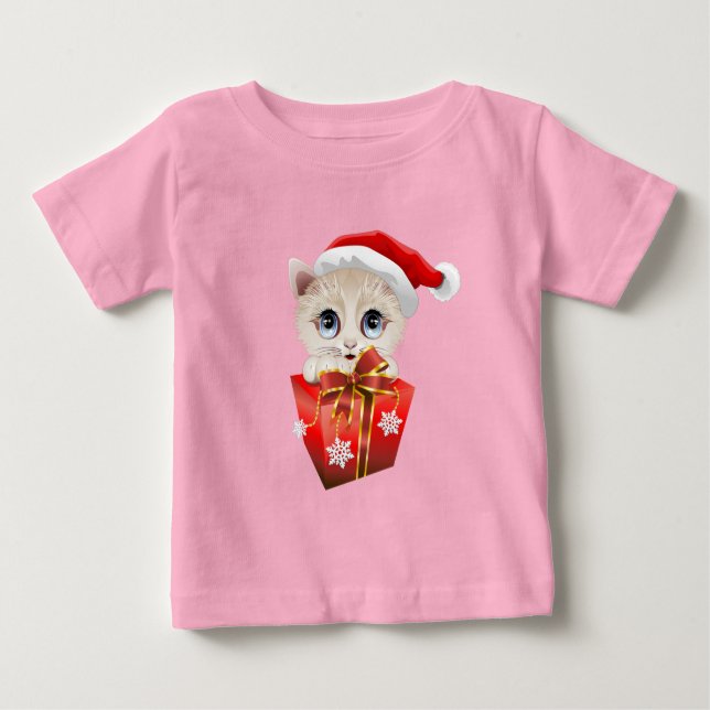 Camiseta De Bebé Navidades de Santa Kitten con regalo (Anverso)
