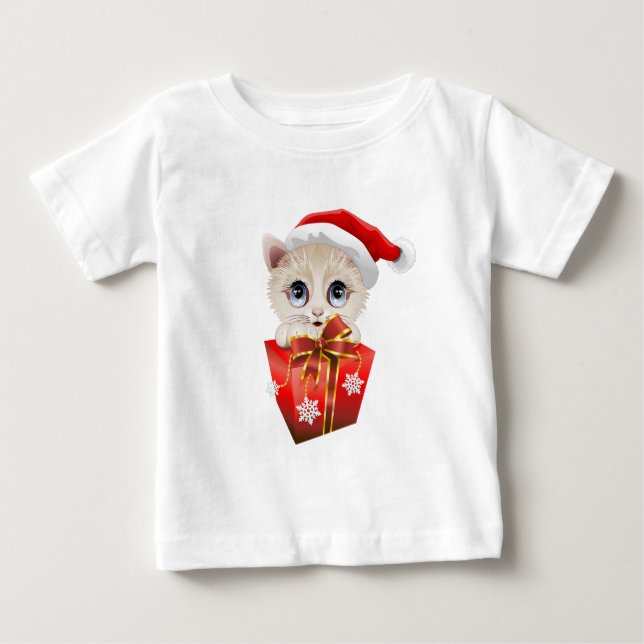 Camiseta De Bebé Navidades de Santa Kitten con regalo (Anverso)