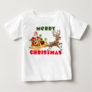 Camiseta De Bebé Navidades de Santa montando en trineo