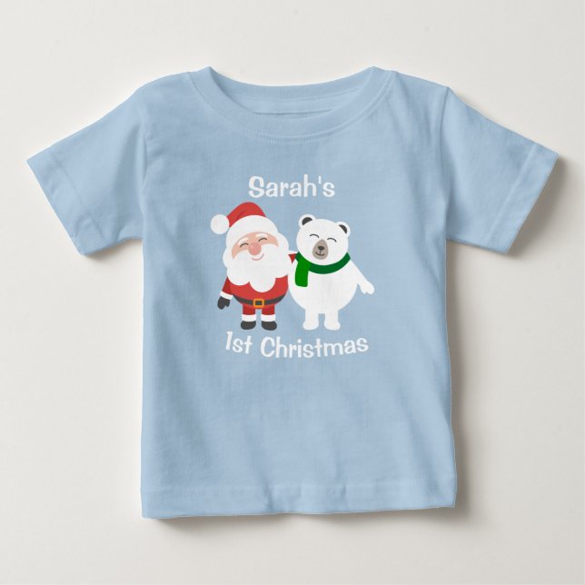 Camiseta De Bebé Navidades de Santa y Polar Personalizados (Anverso)