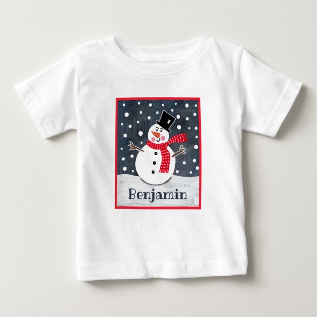 Camiseta De Bebé Navidades de Snowman personalizados (Anverso)