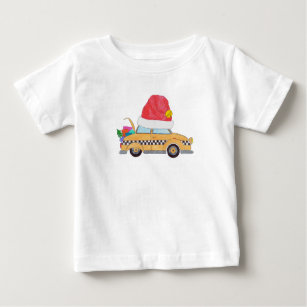 Camiseta De Bebé Navidades de taxi amarillo con regalos