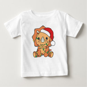 Camiseta De Bebé Navidades de Triceratops Animales de Invierno de v