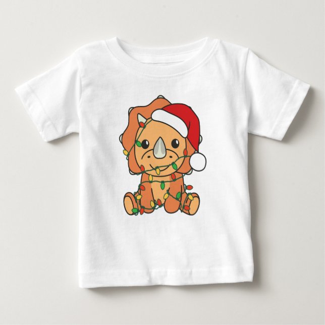 Camiseta De Bebé Navidades de Triceratops Animales de Invierno de v (Anverso)