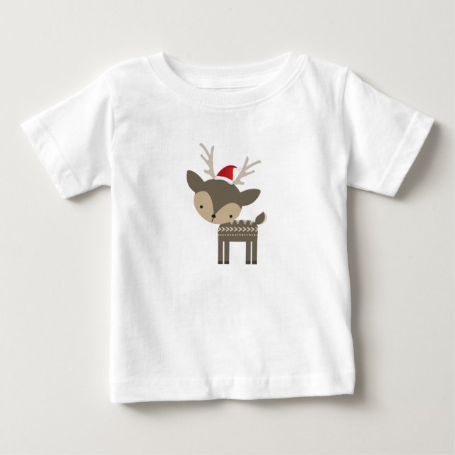 Camiseta De Bebé Navidades Deer In A Red Santa Hat Retro Hipster (Anverso)