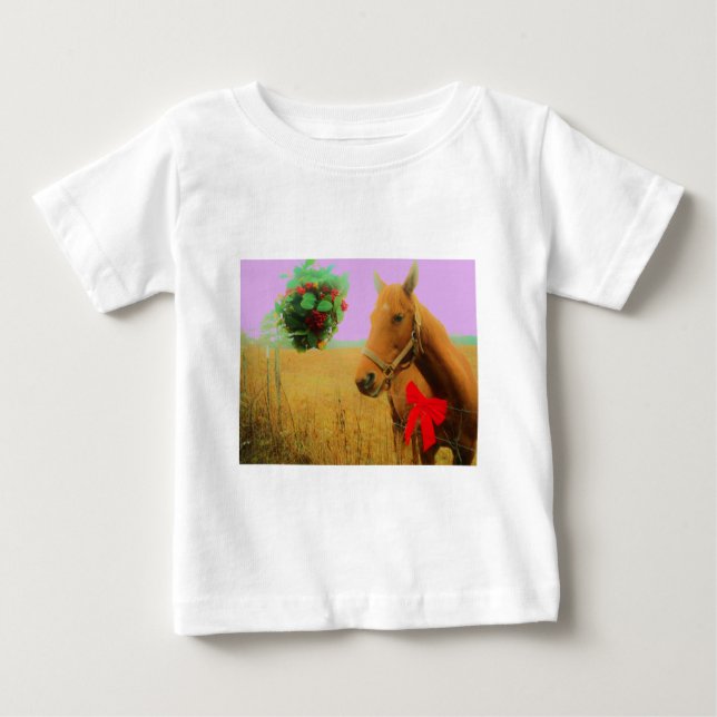 Camiseta De Bebé Navidades del cielo rosa retro Caballo (Anverso)